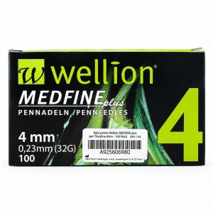 Голки Wellion MEDFINE Plus 4 мм (32G) для інсулінових шприц-ручок, 100 шт