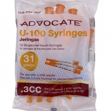 Інсулінові шприци Advocate крок 0.5, 10 шт